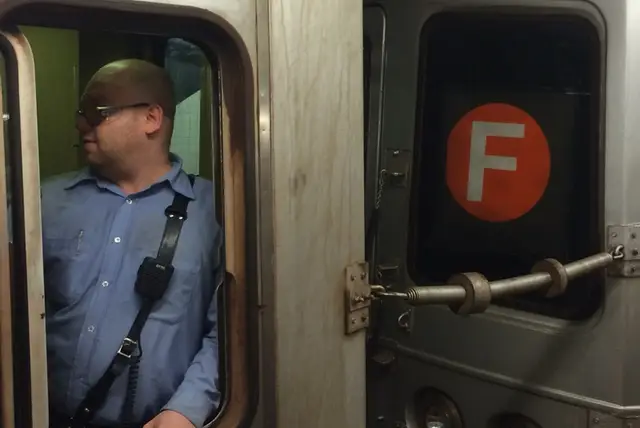 This F train conductor was not eager to explain himself after carrying rush hour passengers four stops without an opportunity to exit.